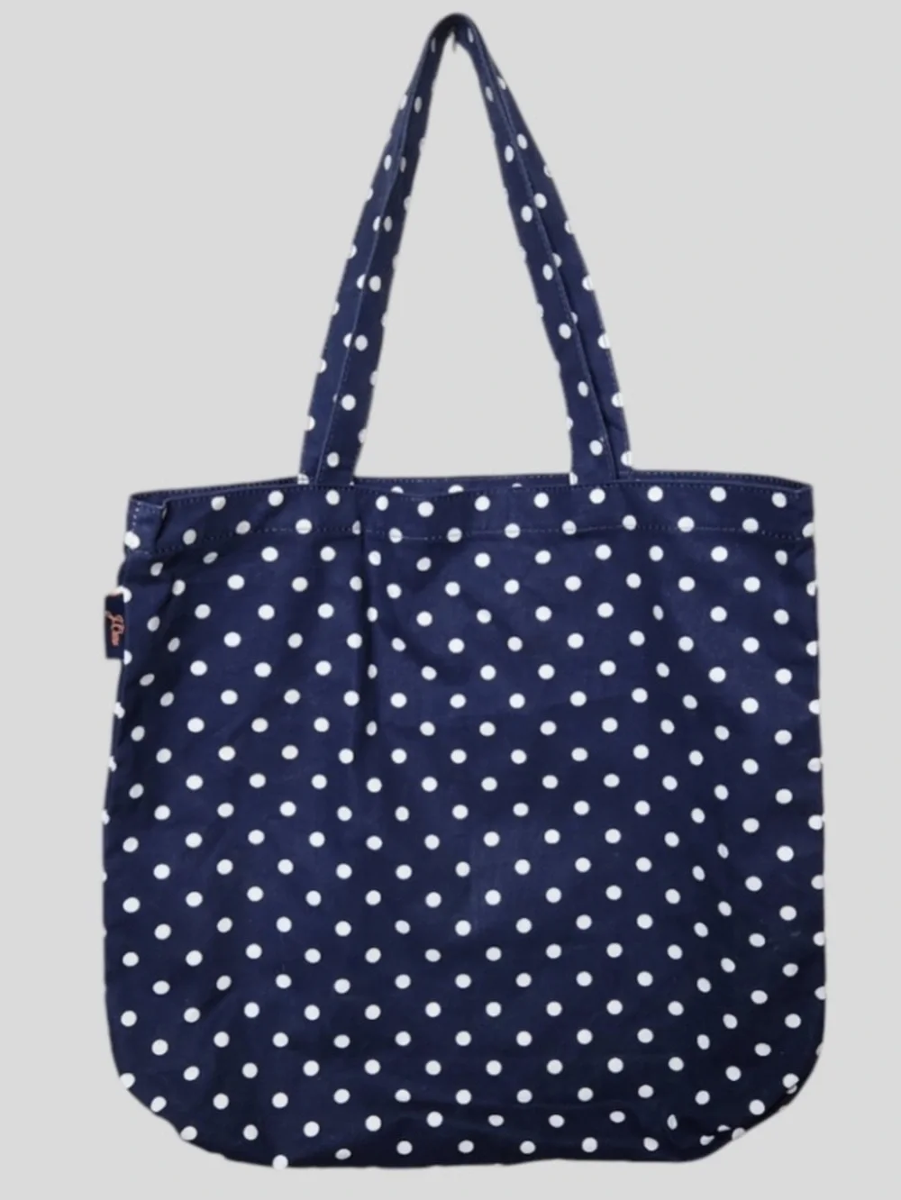 J Crew Canvas White Polka Dot Navy Cotton Tote Bag - Women