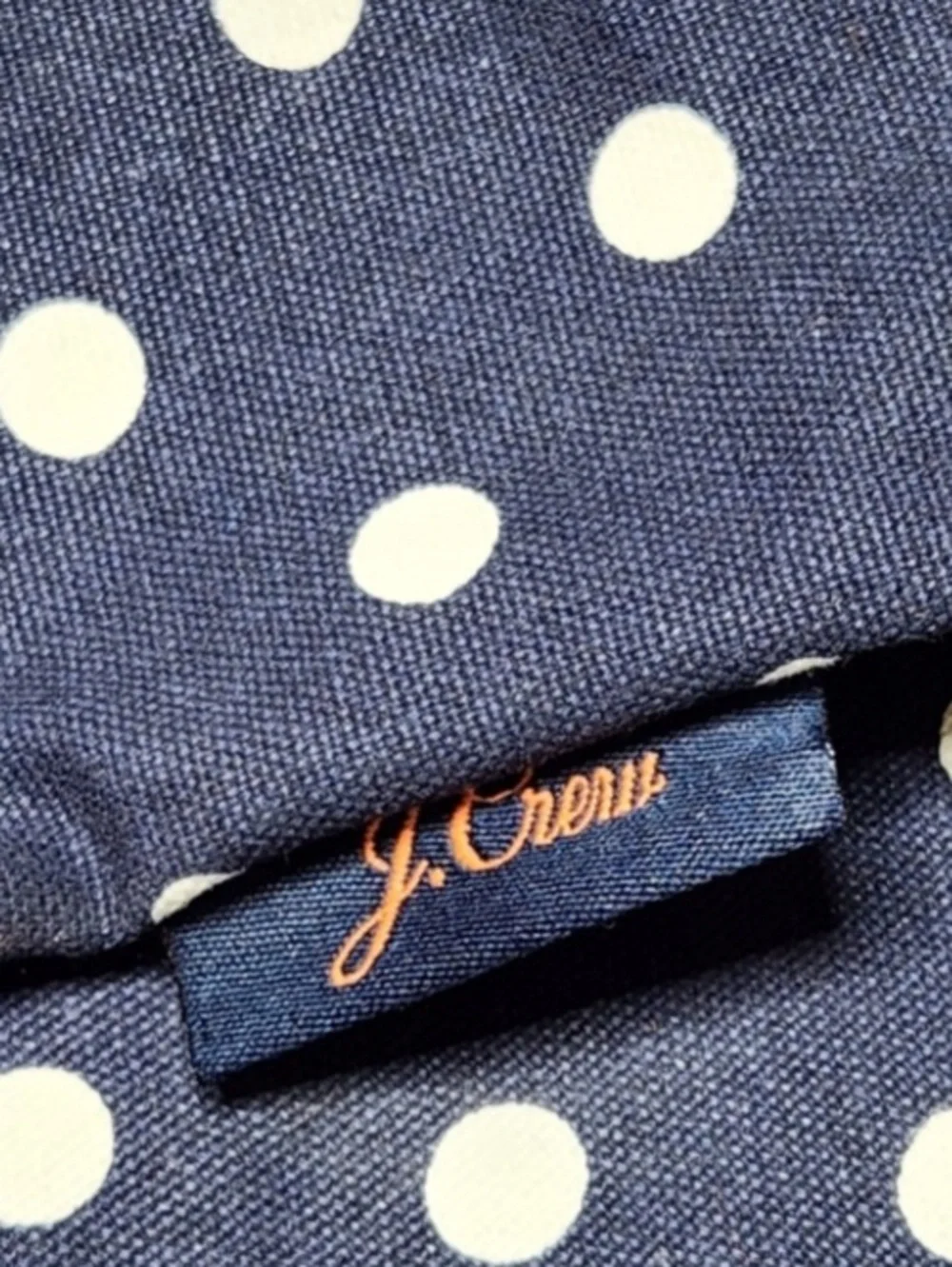 J Crew Canvas White Polka Dot Navy Cotton Tote Bag - Women