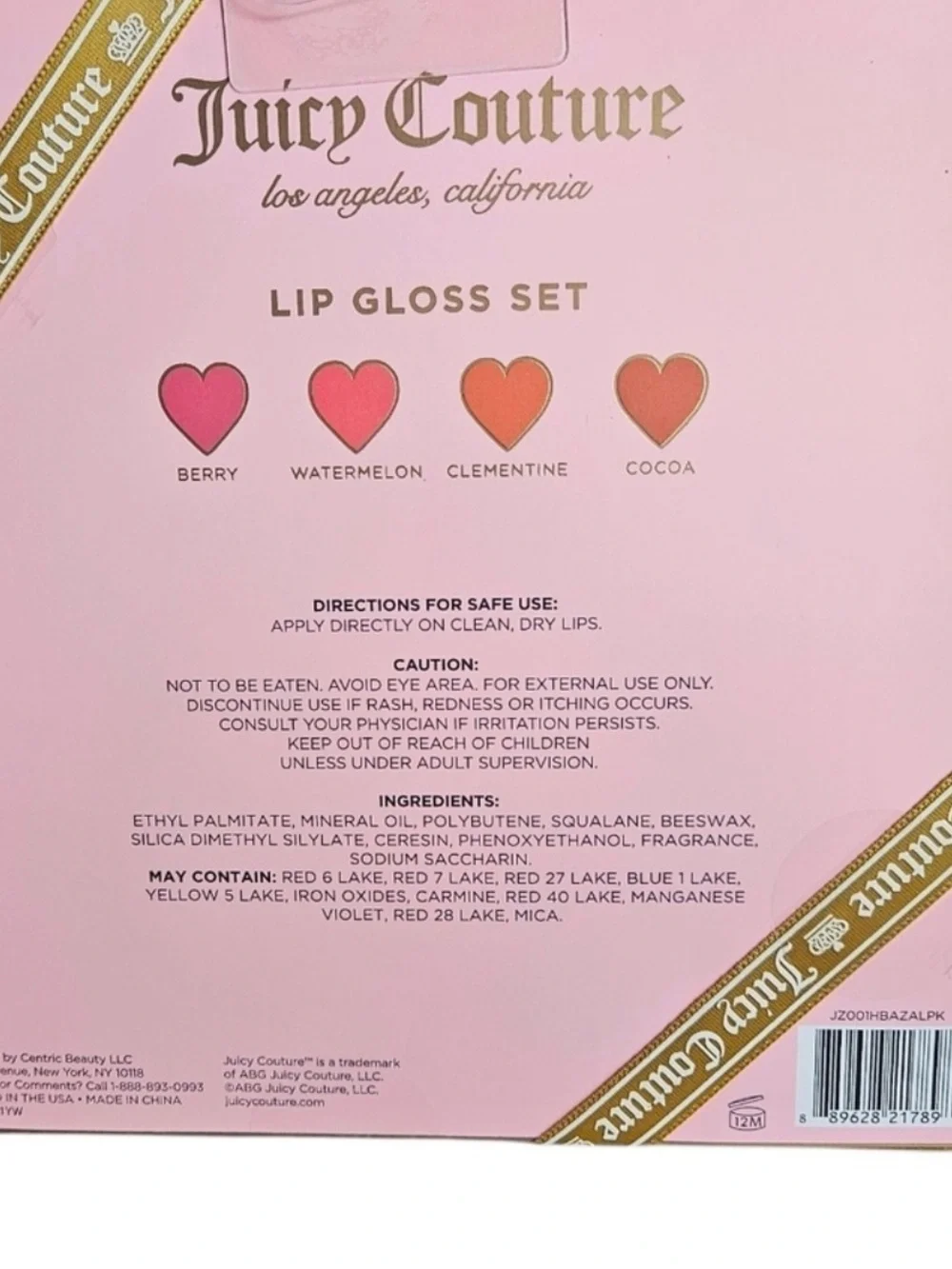 Juicy Couture Pink & Coral Lip Gloss Quartet with Sparkle Caps