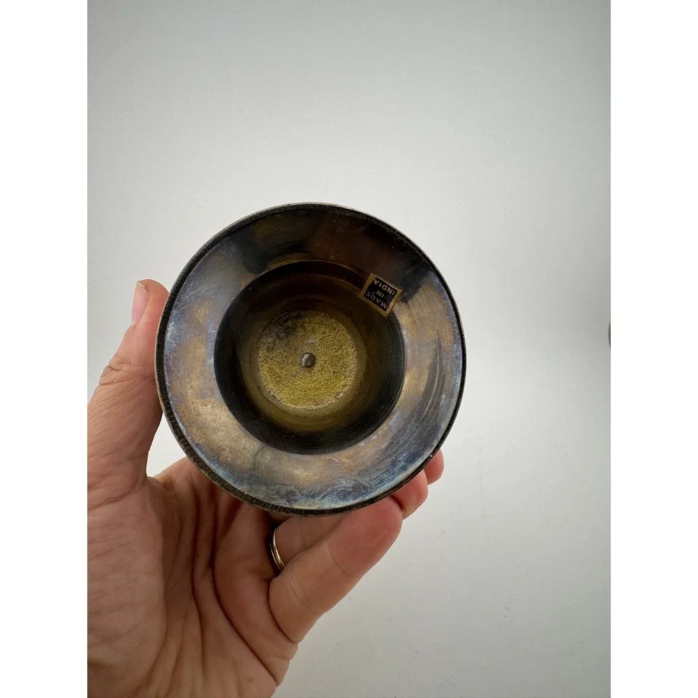 Vintage Brass Vase with Black Stripes‎ Made in India Home Decor Bud Vase
