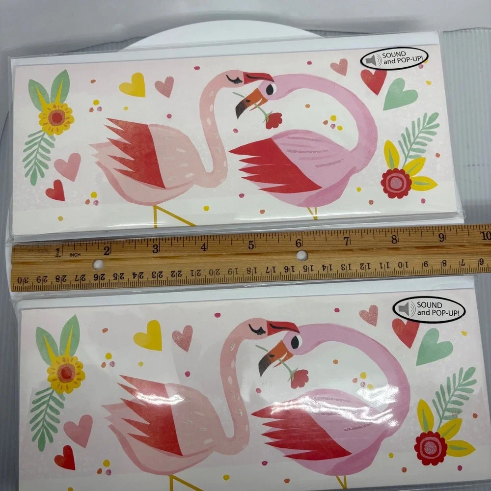 2‎ Valentines Day Cards Up With Paper Panoramics Pop Up Card Flamingos