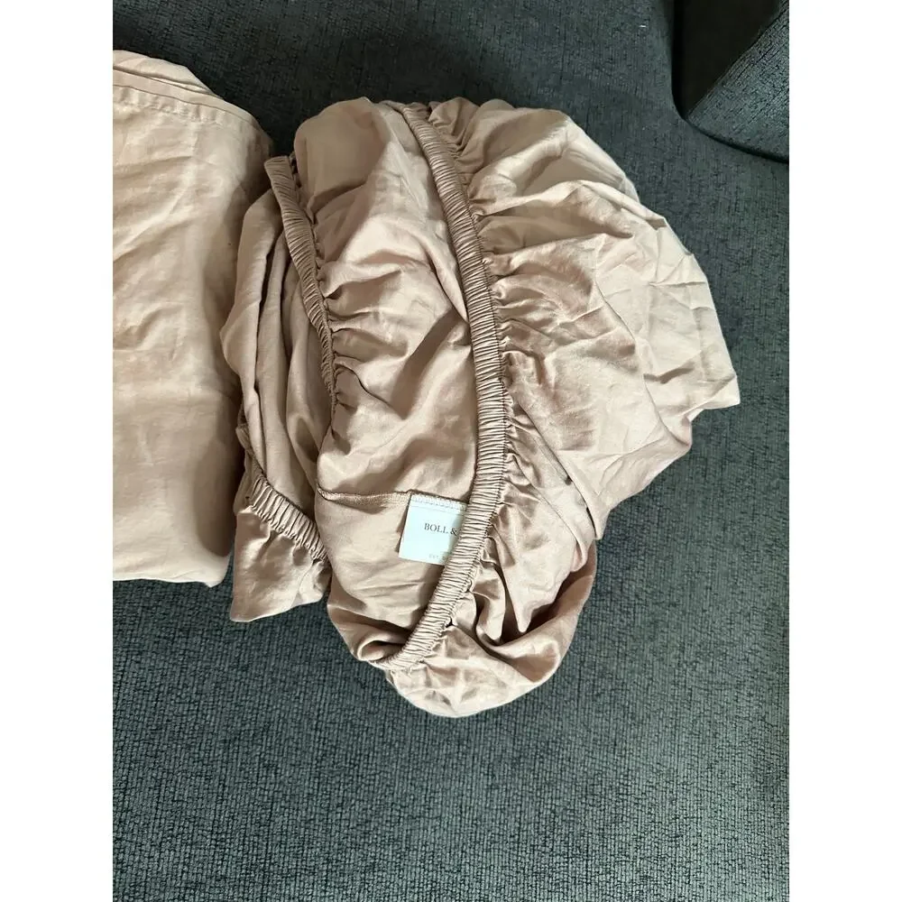 Boll & Branch Organic Cotton Fitted Flat Sheet Blush Pink Twin XL