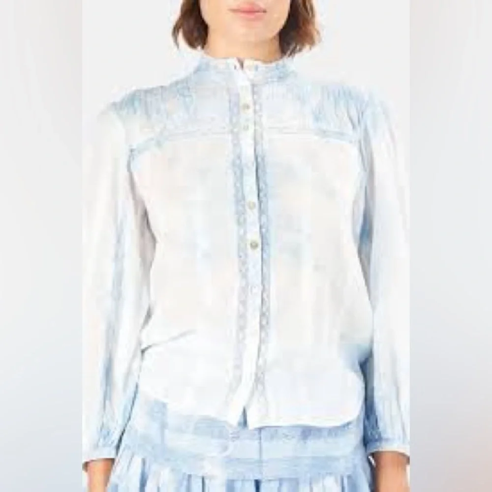 LoveShackFancy Ronda Top Medium | Cotton Lace Ruffle Blouse | Cream Romantic