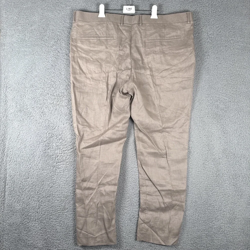 H&M Linen Pants Mens 46x30 Slim Fit Cropped Taupe Summer Trousers Beach Resort