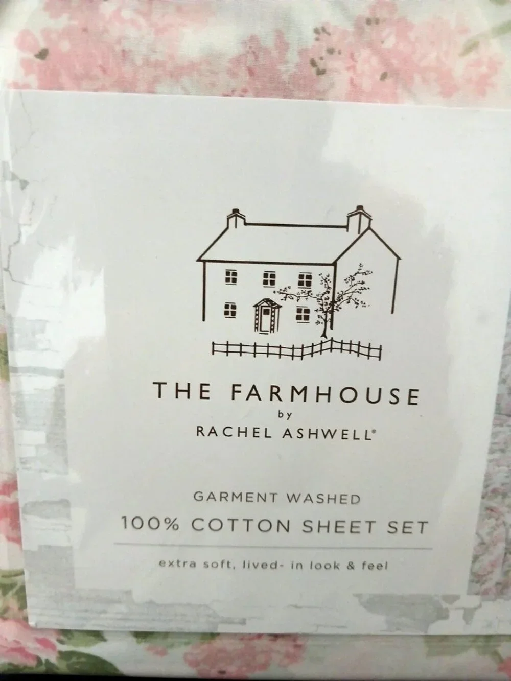 Shabby Chic Rachel Ashwell Farmhouse QUEEN sheet set Pink Floral Roses