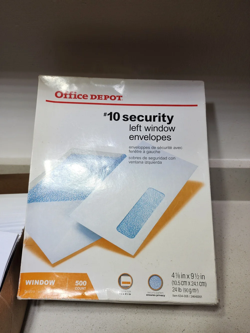 Window Envelopes  #10 Office Depot With Blue Security Tint New