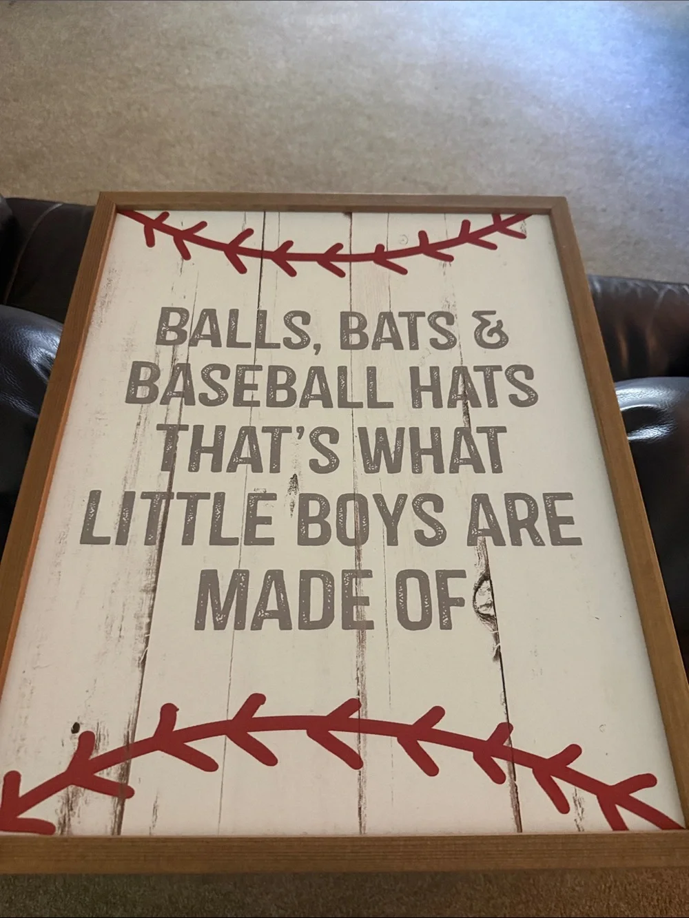 Baseball Wall Sign - White, Red, Gray