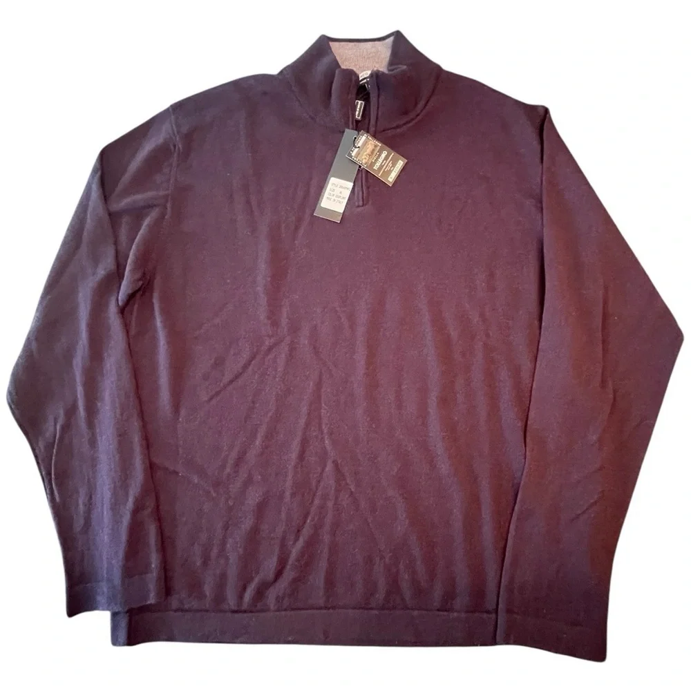 🐑💜NWT MARCO FIORI Men's XL Plum 100% Merino Extra Fine Wool Sweater. Gorgeous!