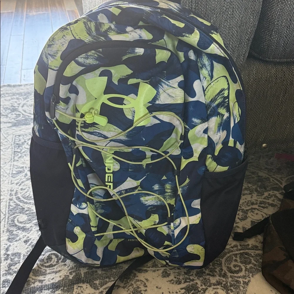 Under Armour Navy and Lime Camo Kids Backpack