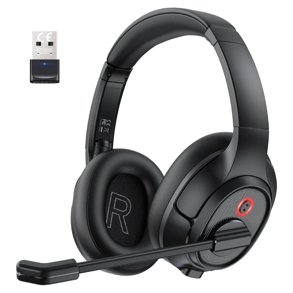 Headset with Mic for Work, Bluetooth 5.0 Headset with AI-Powered Noise Cancel
