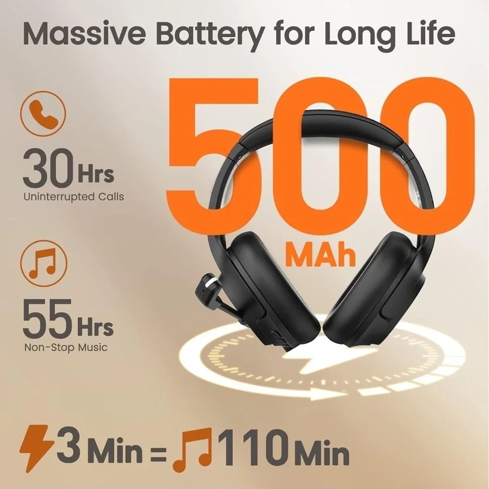 Headset with Mic for Work, Bluetooth 5.0 Headset with AI-Powered Noise Cancel