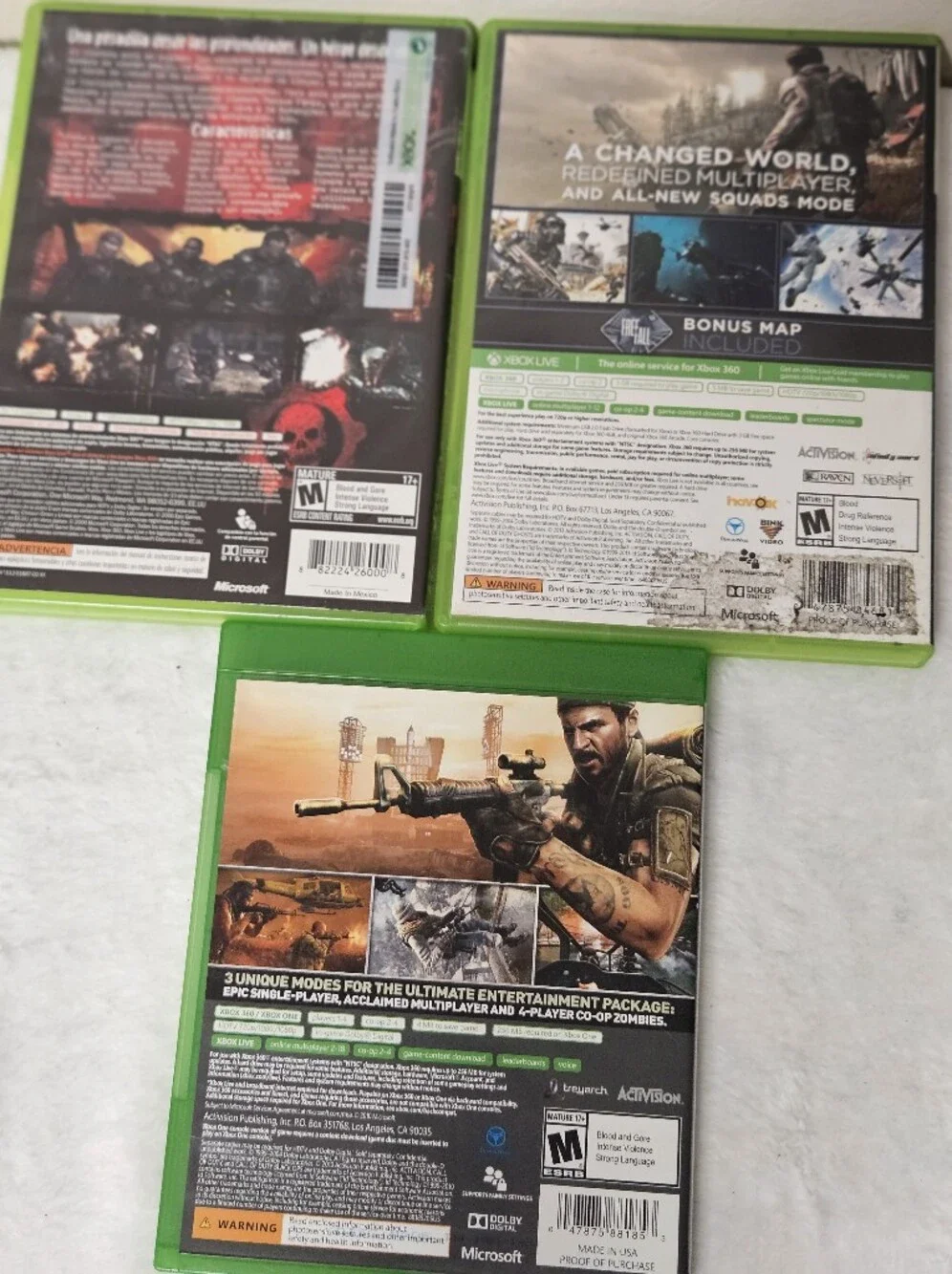 One 360 Call of Duty Black Ops COD Ghosts Geara Of War