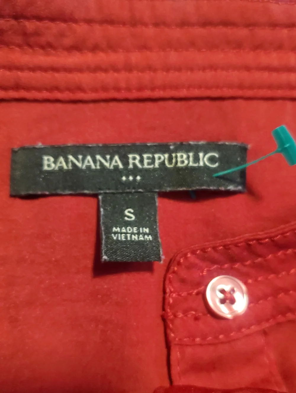 Banana Republic Womens Red Button-Front Mandarin Collar Blouse