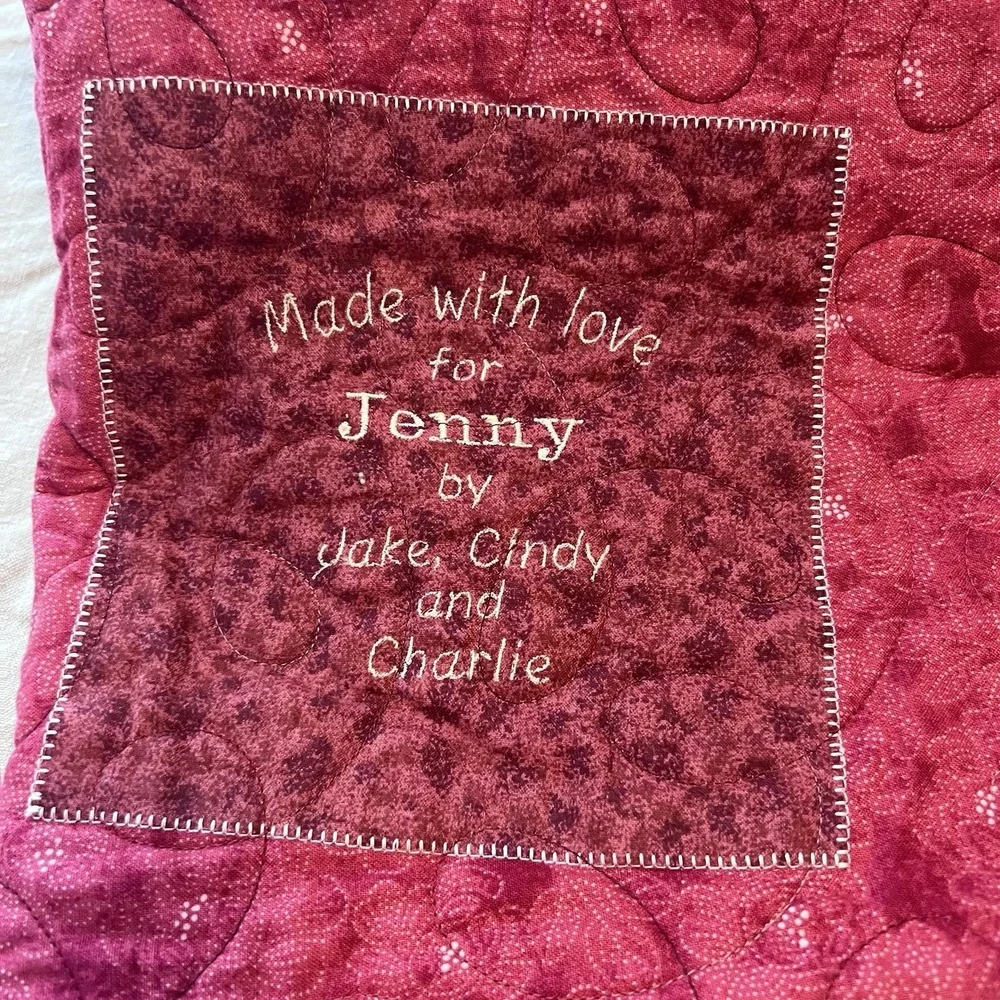 Vintage Patchwork Handmade Floral Lap Throw Quilt 56 X 66 Personalized Jenny EUC