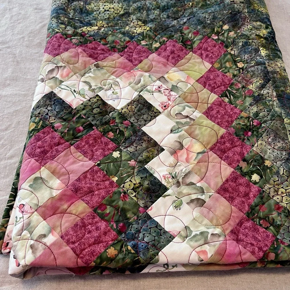 Vintage Patchwork Handmade Floral Lap Throw Quilt 56 X 66 Personalized Jenny EUC