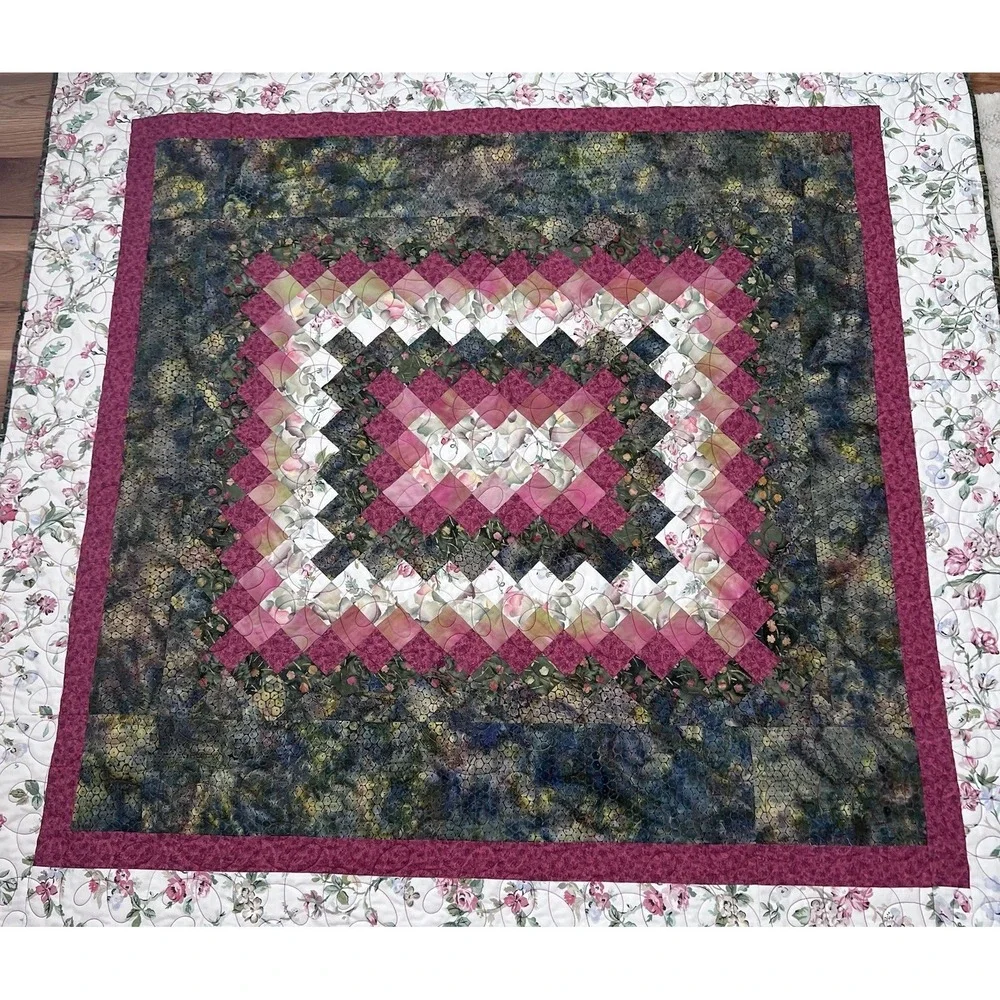 Vintage Patchwork Handmade Floral Lap Throw Quilt 56 X 66 Personalized Jenny EUC