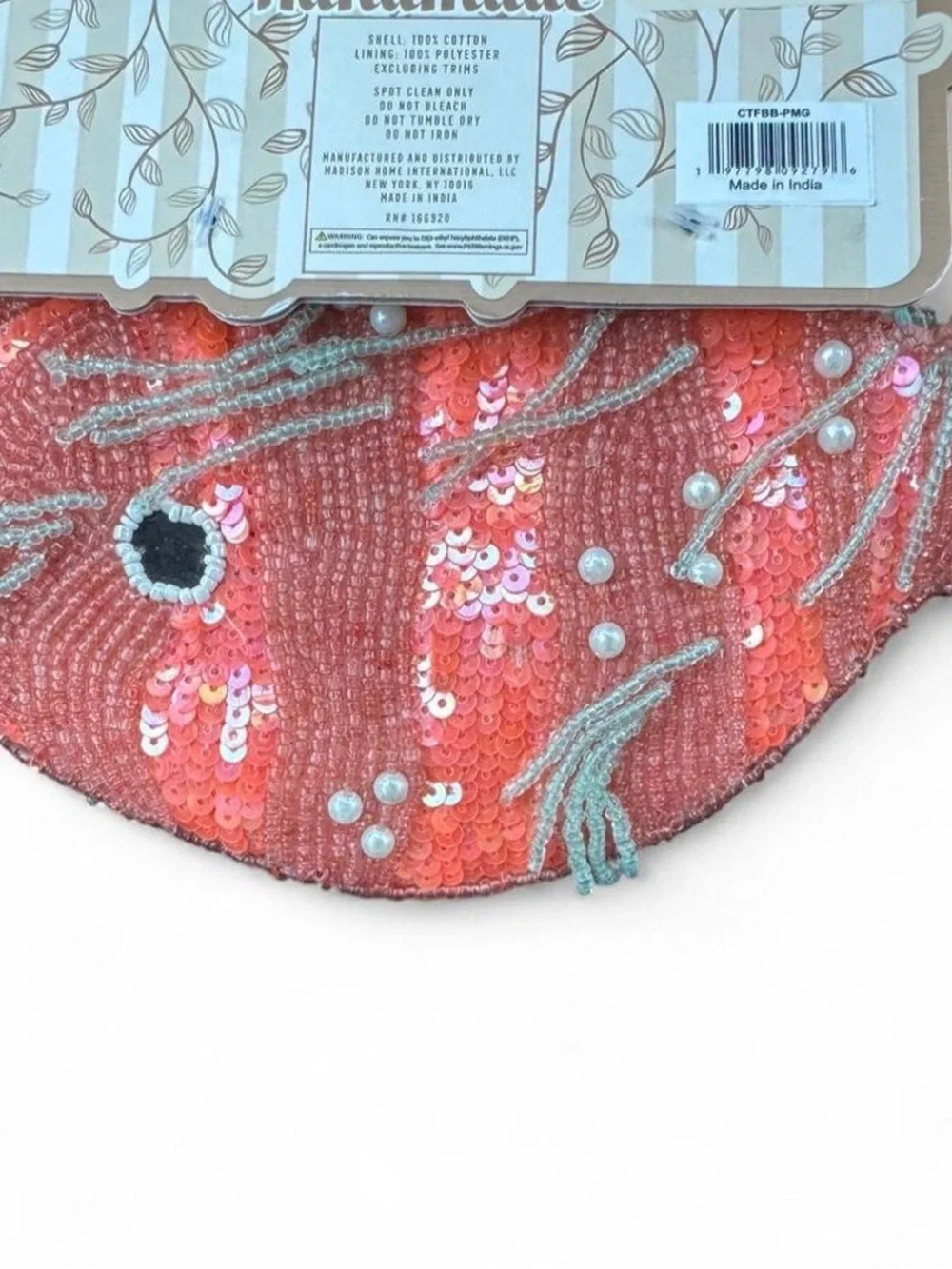 Made in India Beaded Coral Fish pouch