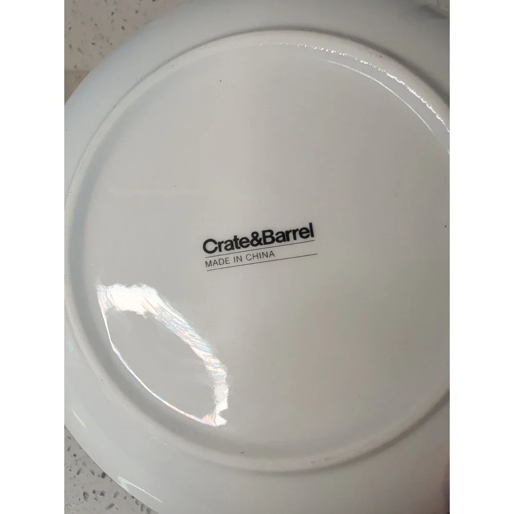 Set Of 4 Crate & Barrel Polar Bear Plates Dessert Holiday Ice Skating Grey