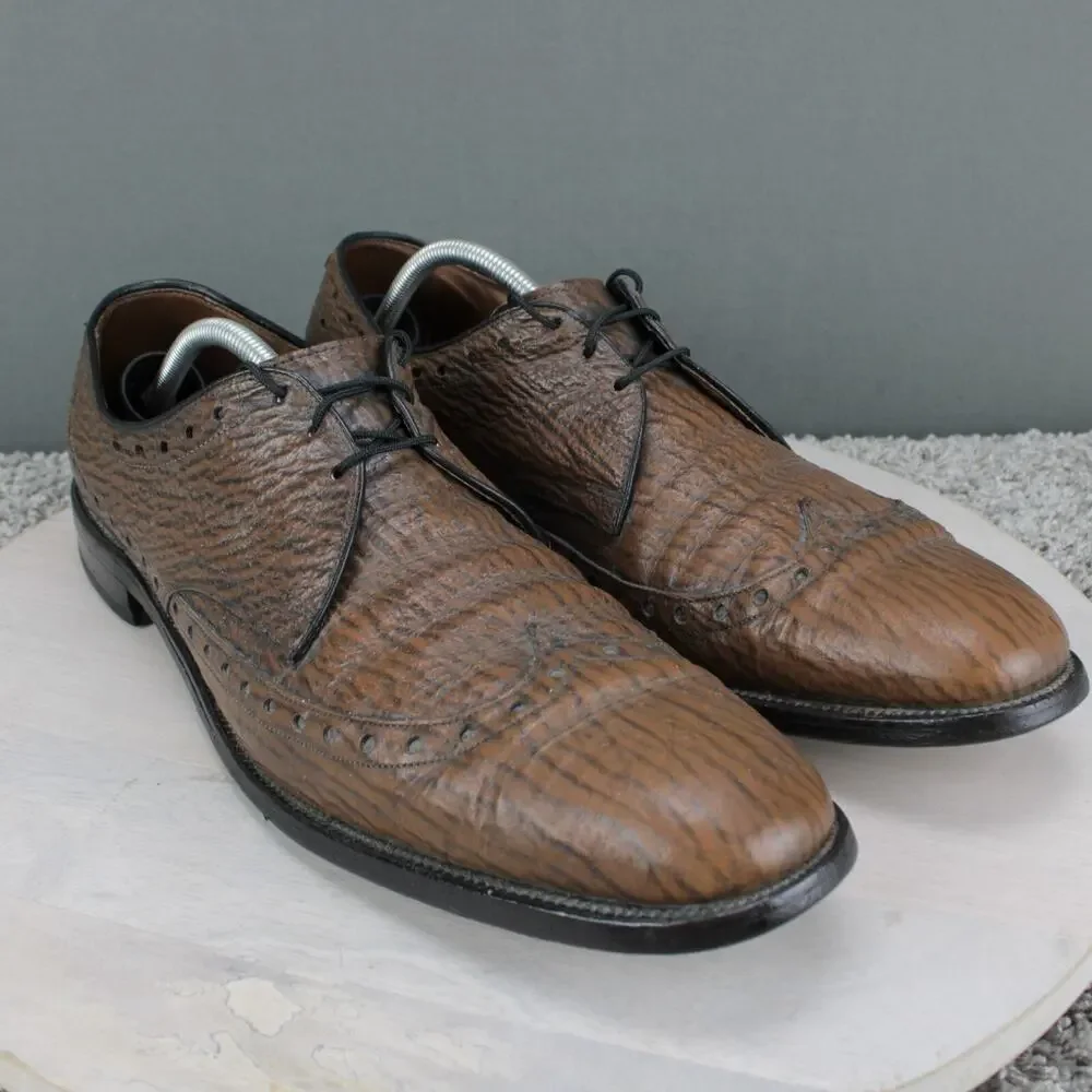 Allen Edmonds Nassau Sharkskin Mens 14 AAA Brown Leather Oxford Dress
