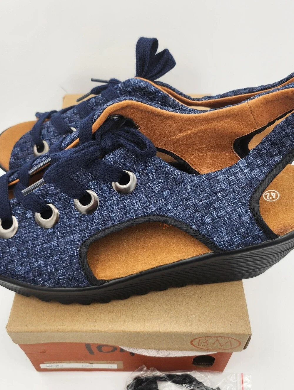 Bernie Mev Open-Toe Navy Lace-up Espadrilles / NIB / 42