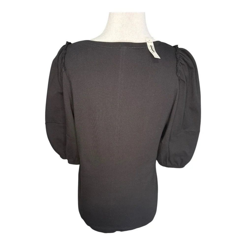 Madewell Black‎ V-Neck Puff Sleeve Top Shirt Womens Size Small NWT