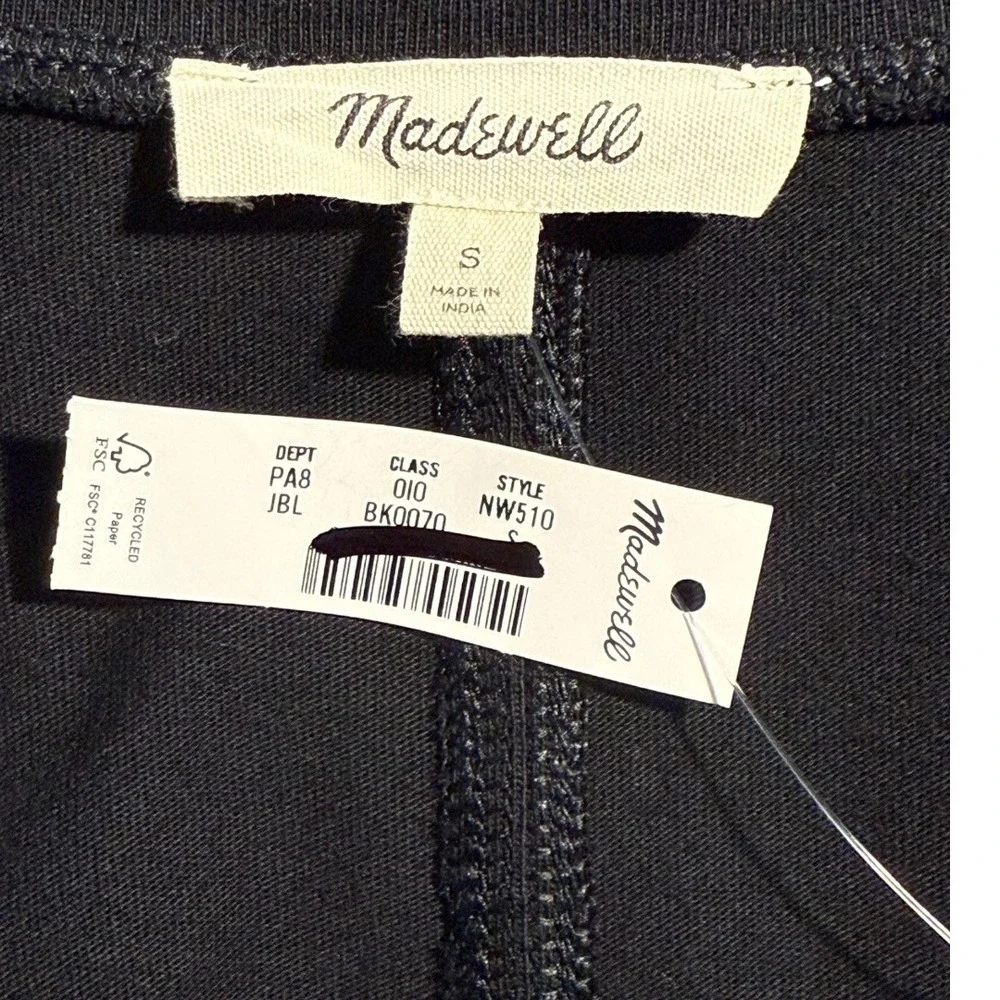 Madewell Black‎ V-Neck Puff Sleeve Top Shirt Womens Size Small NWT