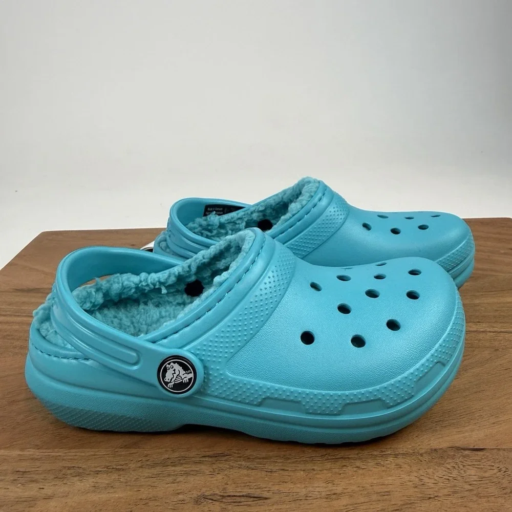 New Little Kids Crocs Classic Lined Fleece Aqua Clogs Shoes Sandals‎ Size 12 C