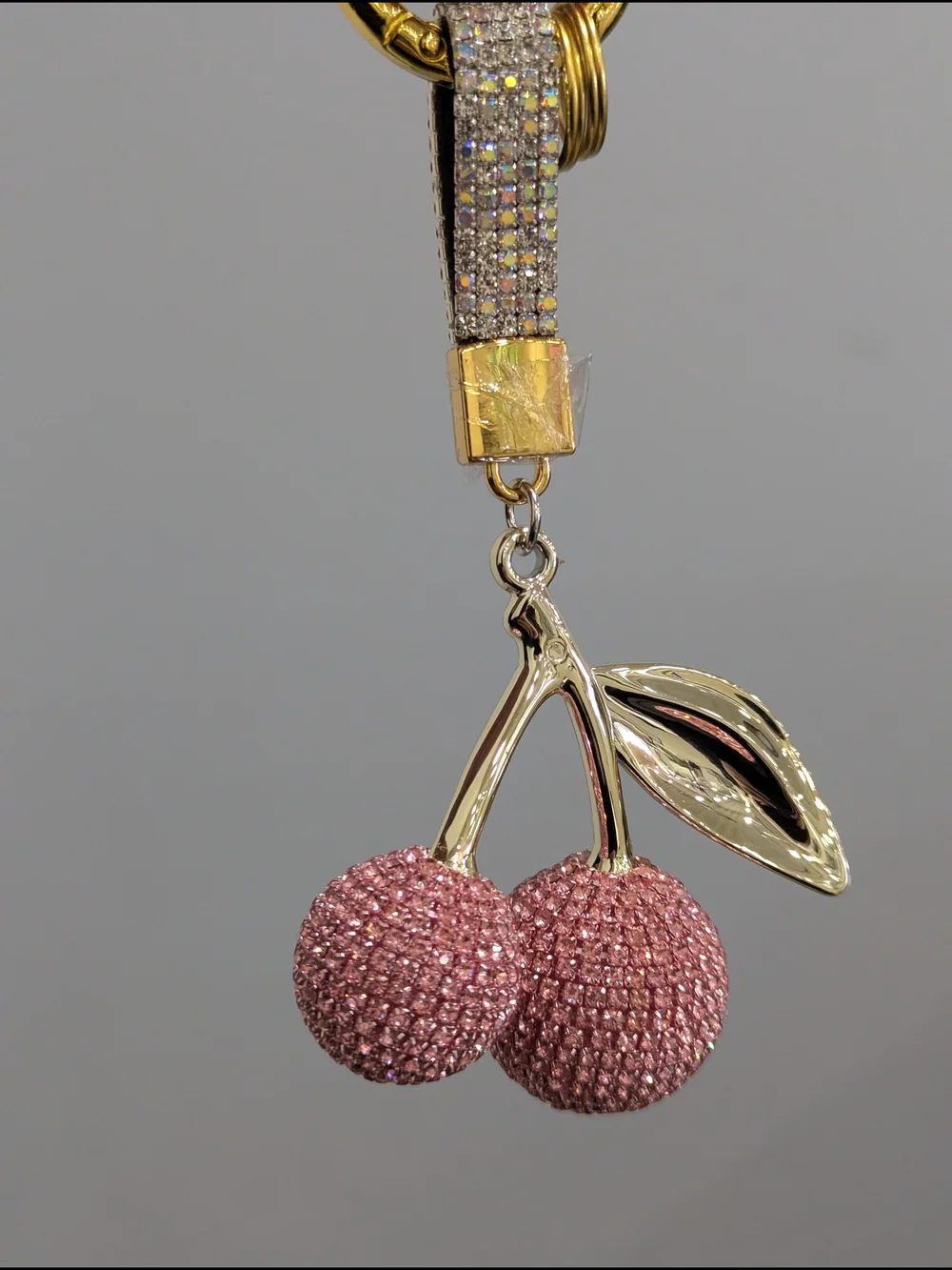Pink Crystal Pave Cherry Bag Charm NWOT