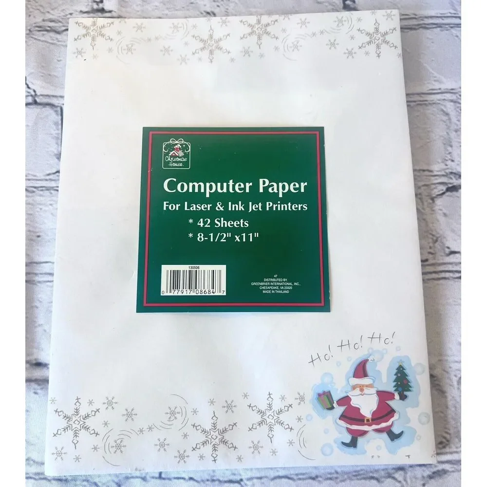 Christmas House Holiday Computer Printer Paper Stationery‎ 42 sheets 8.5 X 11