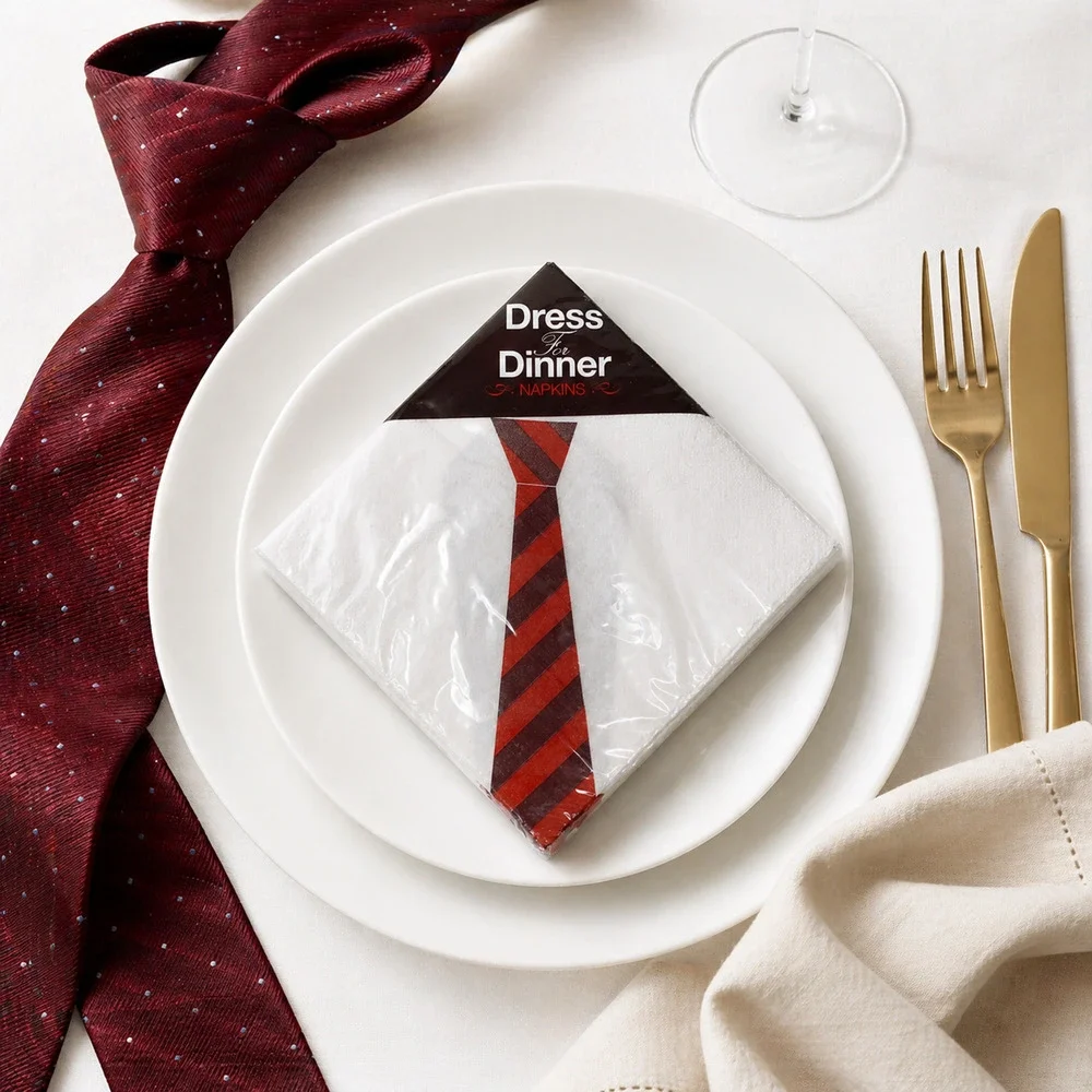 Vintage Dress For Dinner Tie Napkins Hector Serrano 2007 Novelty Host Gift