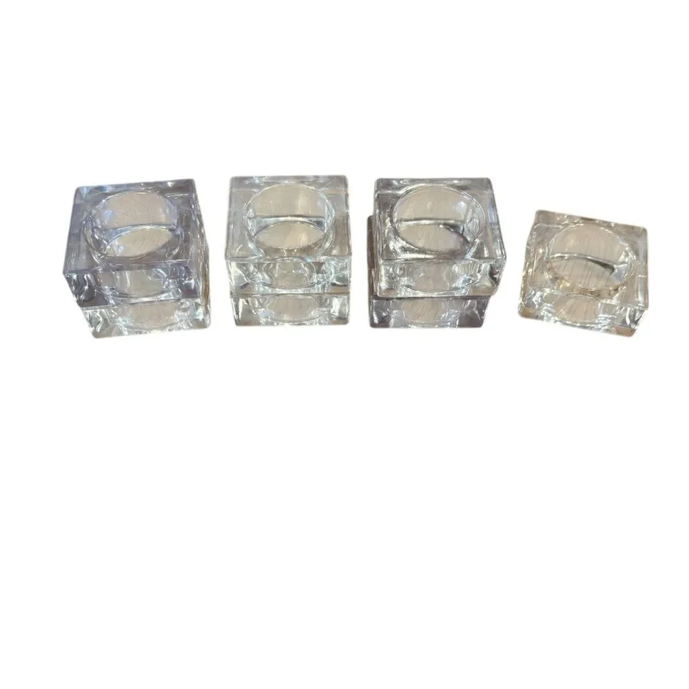 Vintage Clear Lucite Square Napkin Rings 7