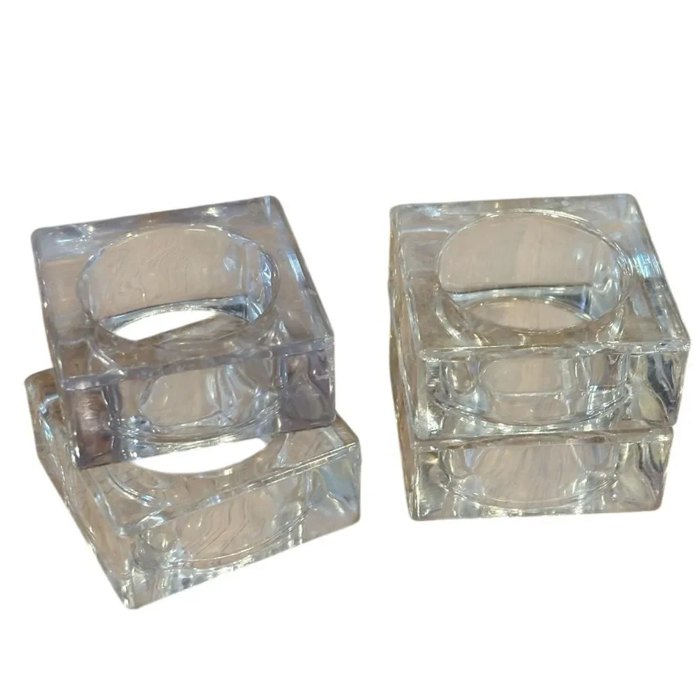 Vintage Clear Lucite Square Napkin Rings 7