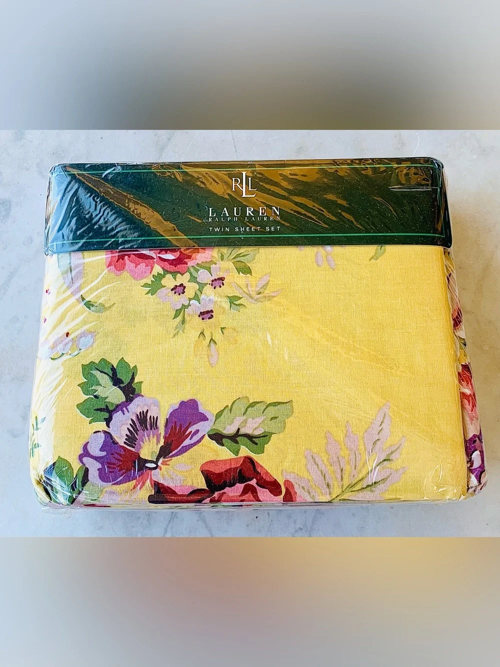 RALPH LAUREN BROOKE YELLOW FLORAL TWIN SET NWT VINTAGE
