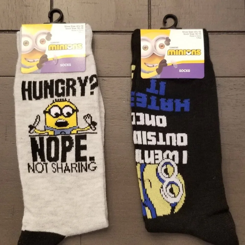 Despicable Me Minions  2-Pair Adult Novelty Crew Socks