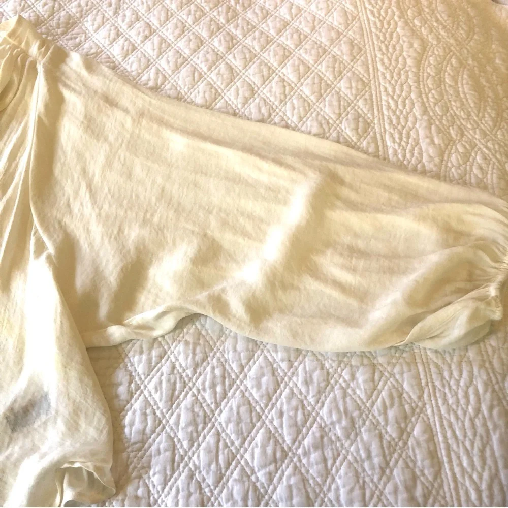 Free People Cream Drape Blouse With Big Balloon Sleeves