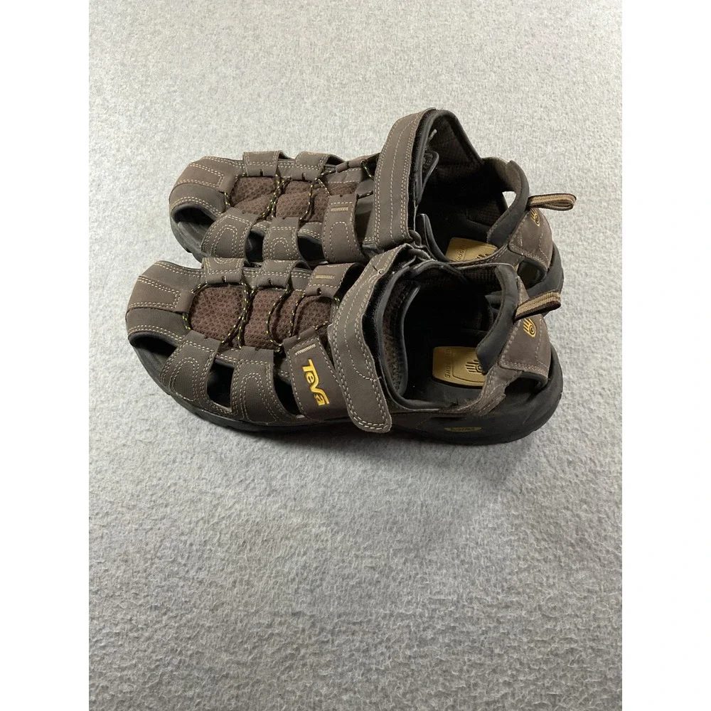 Teva Omnium Mens Brown Hiking Sandals Closed Toe Water Shoes 1001116 Size 11