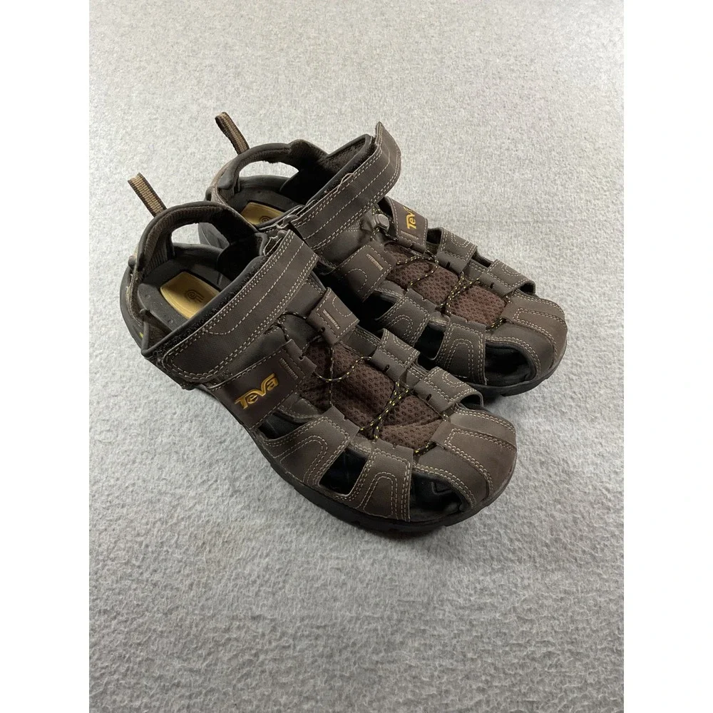 Teva Omnium Mens Brown Hiking Sandals Closed Toe Water Shoes 1001116 Size 11