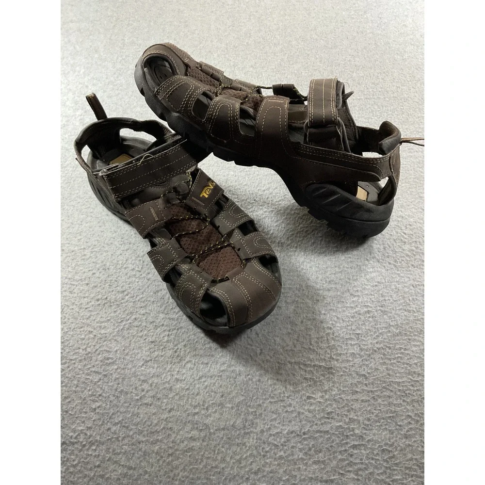 Teva Omnium Mens Brown Hiking Sandals Closed Toe Water Shoes 1001116 Size 11