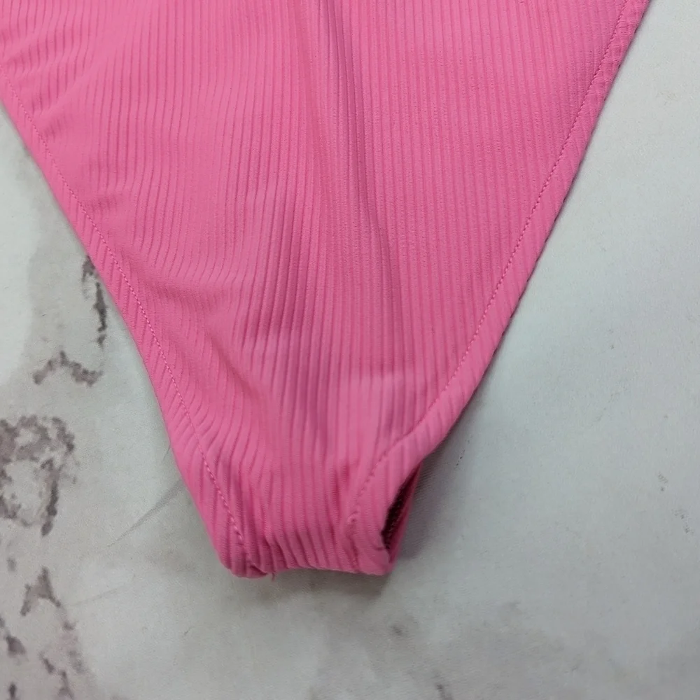 Frankie's Bikinis Bottoms Women XL Swim Bathing Ribbed Enzo Cherub Pink Cheeky