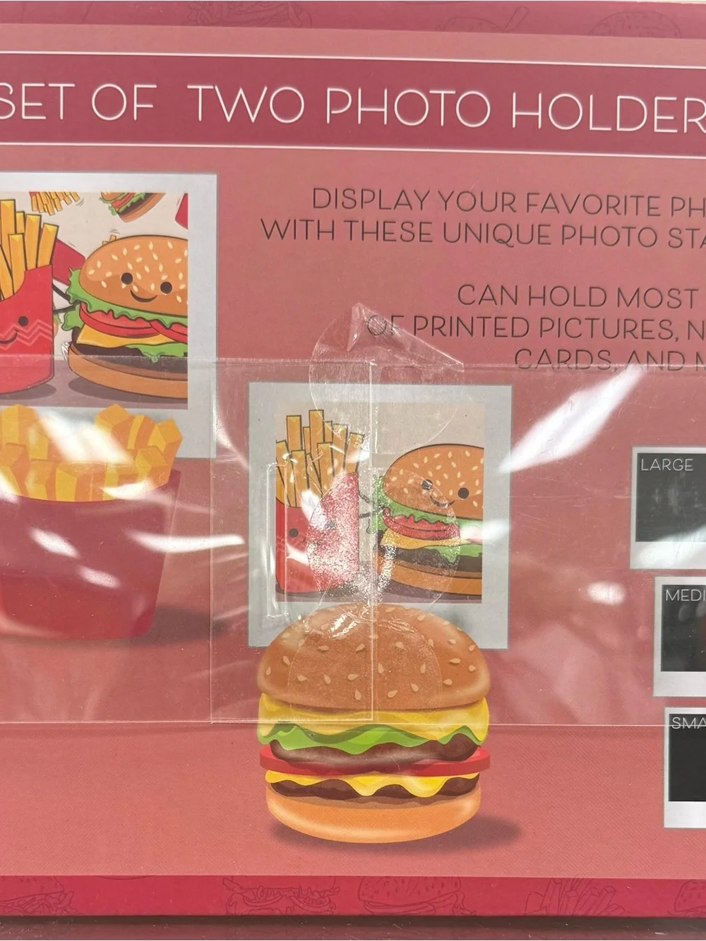 Burger & Fries Photo Holder Set - Pink Packaging