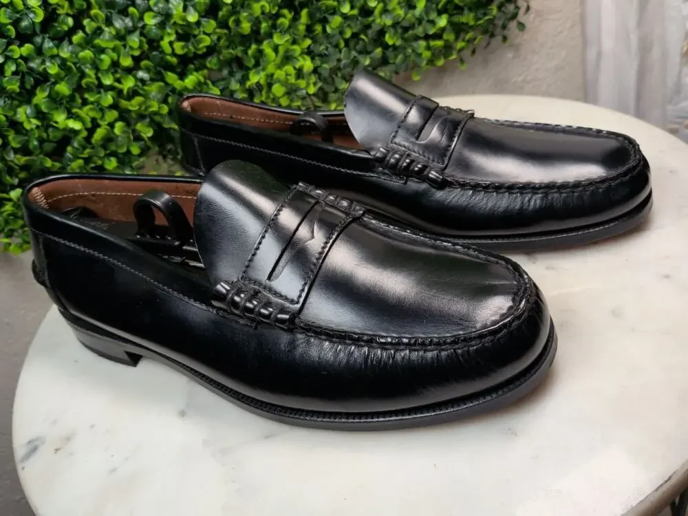 Florsheim Black Leather Penny Loafers Men's US 9.5 D Slip On Dress Shoes