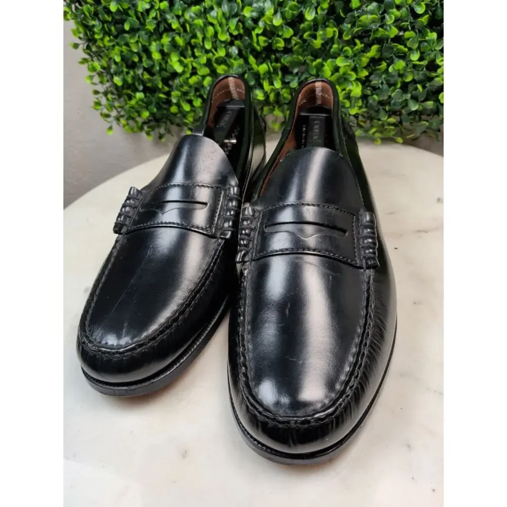 Florsheim Black Leather Penny Loafers Men's US 9.5 D Slip On Dress Shoes