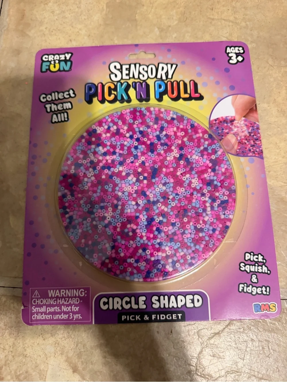 RMS Sensory Pick 'N Pull Circle Shaped Fidget - Pink, Purple, Blue
