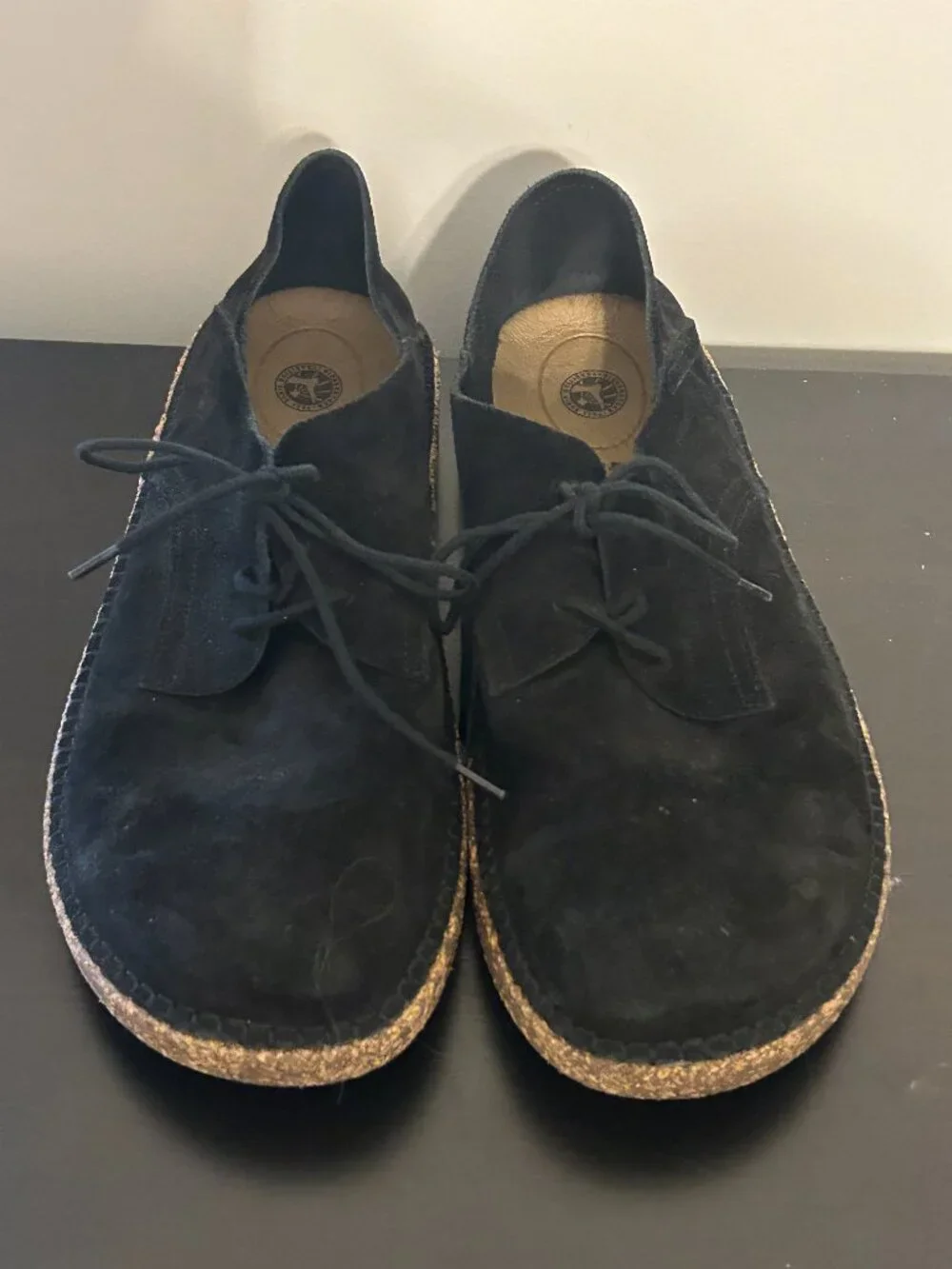 Mens BIRKENSTOCK Sz 46 US 12 Black Suede Lace-Up Gary Shoes