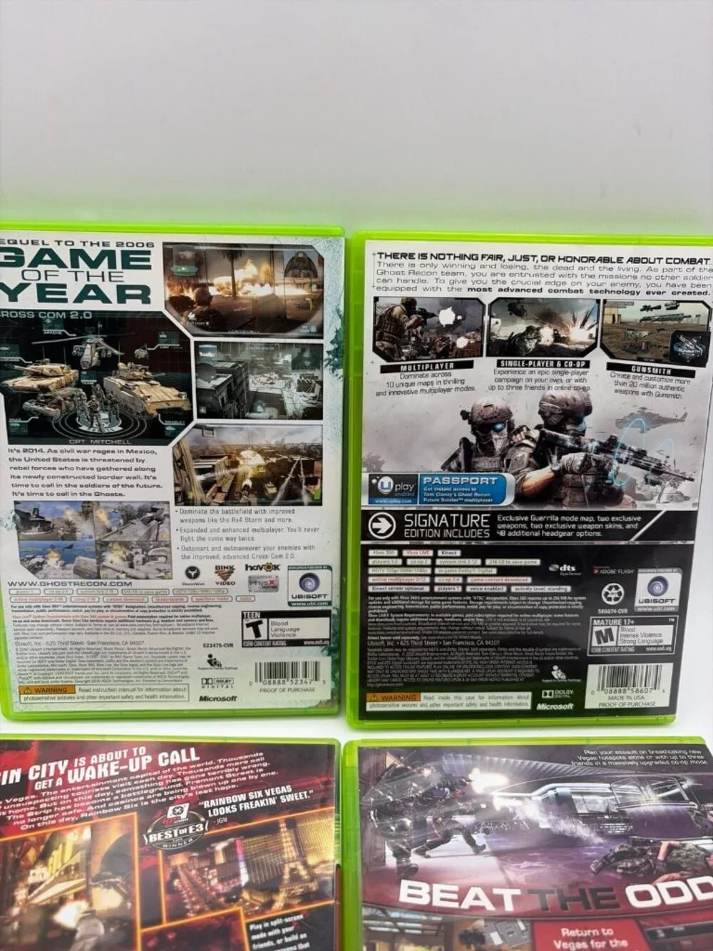 Tom Clancy Xbox 360 Ghost Recon Advanced Warfighter Future Soldier Rainbow 6