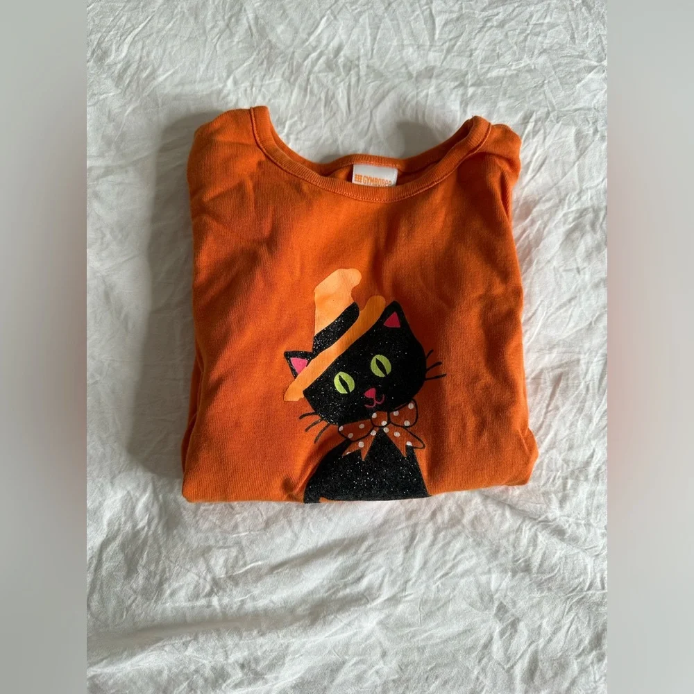 Gymboree Orange T-shirt with black cat size 4T