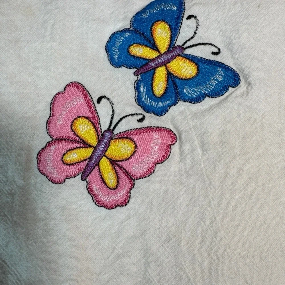 Vintage 100% Egyptian Cotton Embroidered Cloth Set Teddy Bear Butterfly 34x30