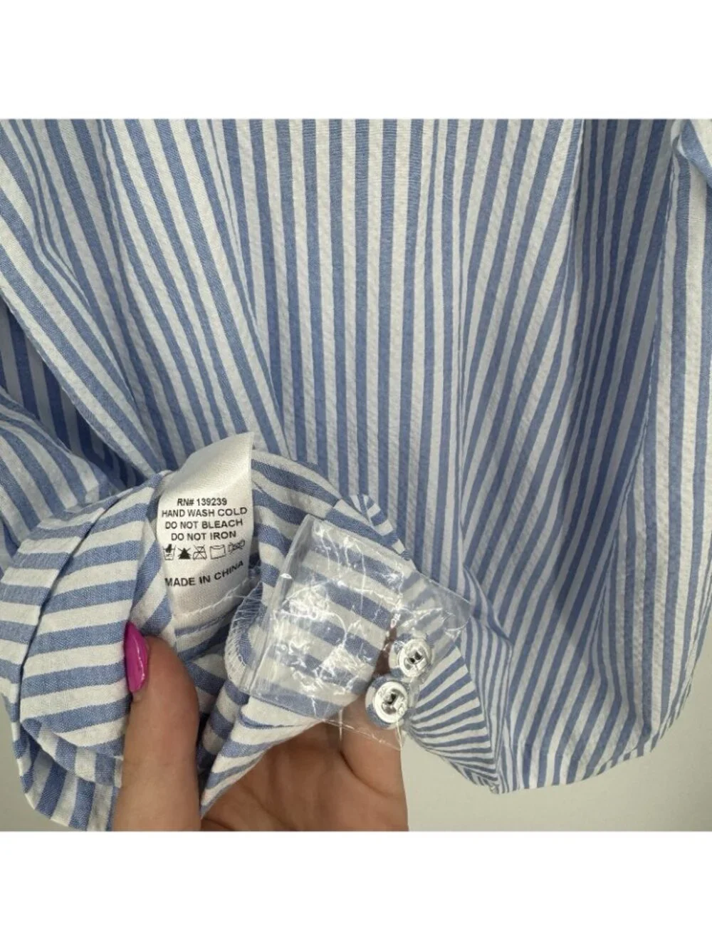 Pomander Place by Tuckernuck Blue Stripe Selena Blouse sz XS Puff Sleeve Ruffle
