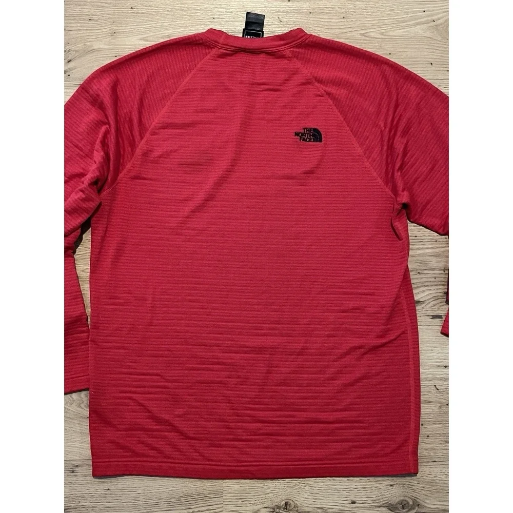 The North Face Mens FlashDry Long Sleeve Running Hike Shirt Mens M Red Outdoor
