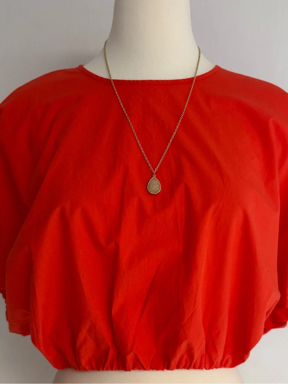 BANANA REPUBLIC Bright Orange Balloon-Sleeve Crop Top NWT